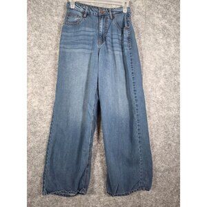 OAT New York Women Wide Leg Jeans High Rise Blue Denim Size 27 4 Casual Trendy